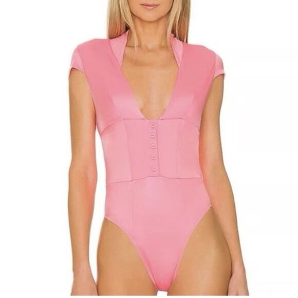 HAH x Revolve Had Me At Hello Bodysuit Medium Open Back in Rose Quartz Pink - Picture 8 of 8